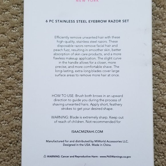 Isaac Mizrahi 6 Piece Stainless Steel Eyebrow Razor Set NWT - Picture 3 of 3